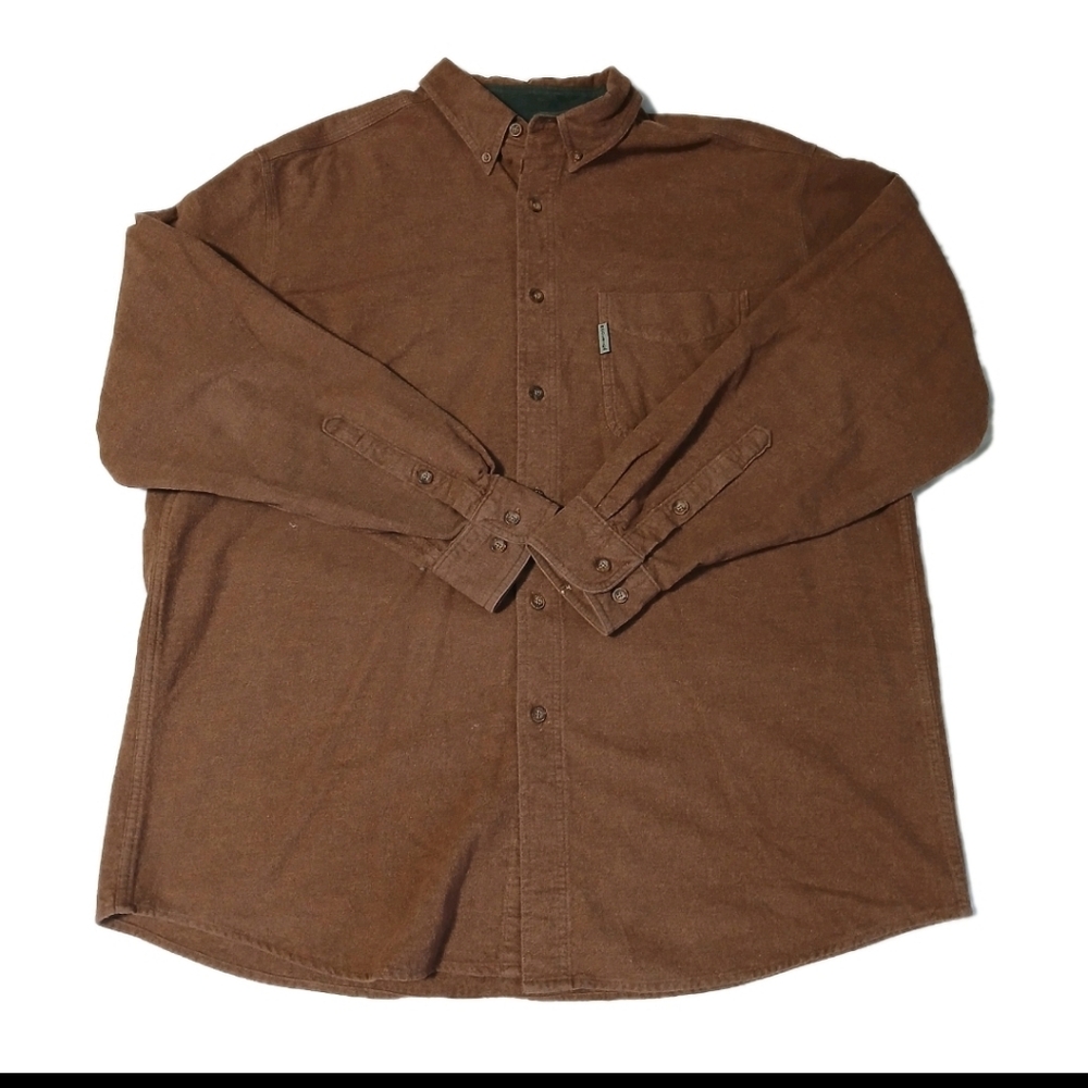Woolrich 100% Cotton Flannel Collared Button Up Heather Rust XL Long Sleeve